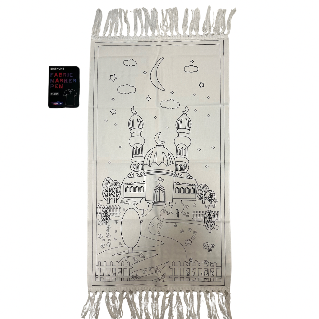 Ausmalbarer Gebetsteppich + Stifte (100% Baumwolle)